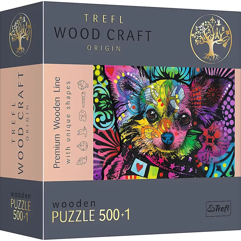Trefl Puzzle Wood Craft Bunter Welpe - 500 Teile
