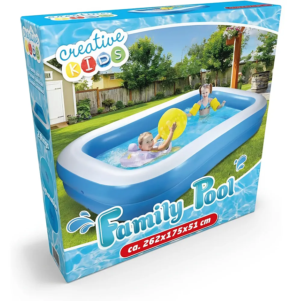 Creative Kids Schwimmbad Family Pool - aufblasbar - rechteckig Blau