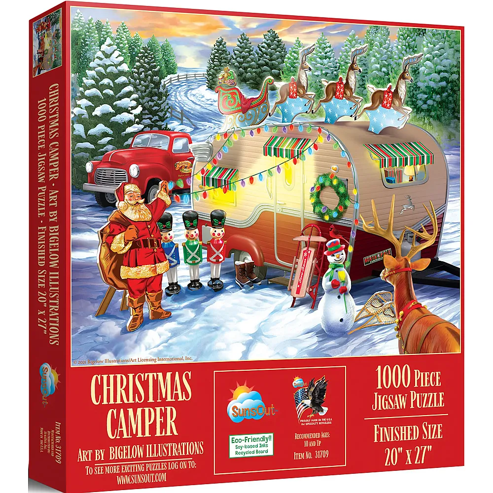 SunsOut Puzzle Bigelow Illustrations Christmas Campers - 1000 Teile