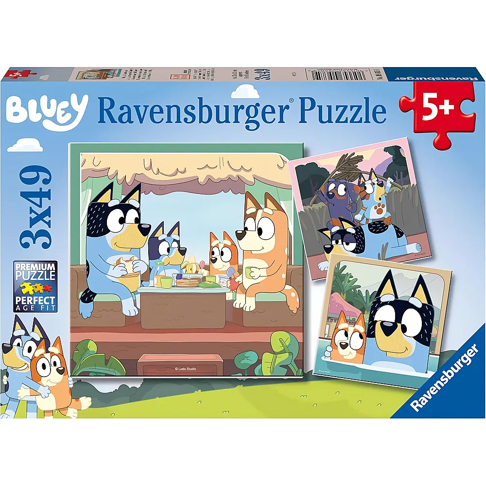 Ravensburger Puzzle 3in1 Bluey Adventures 49Teile