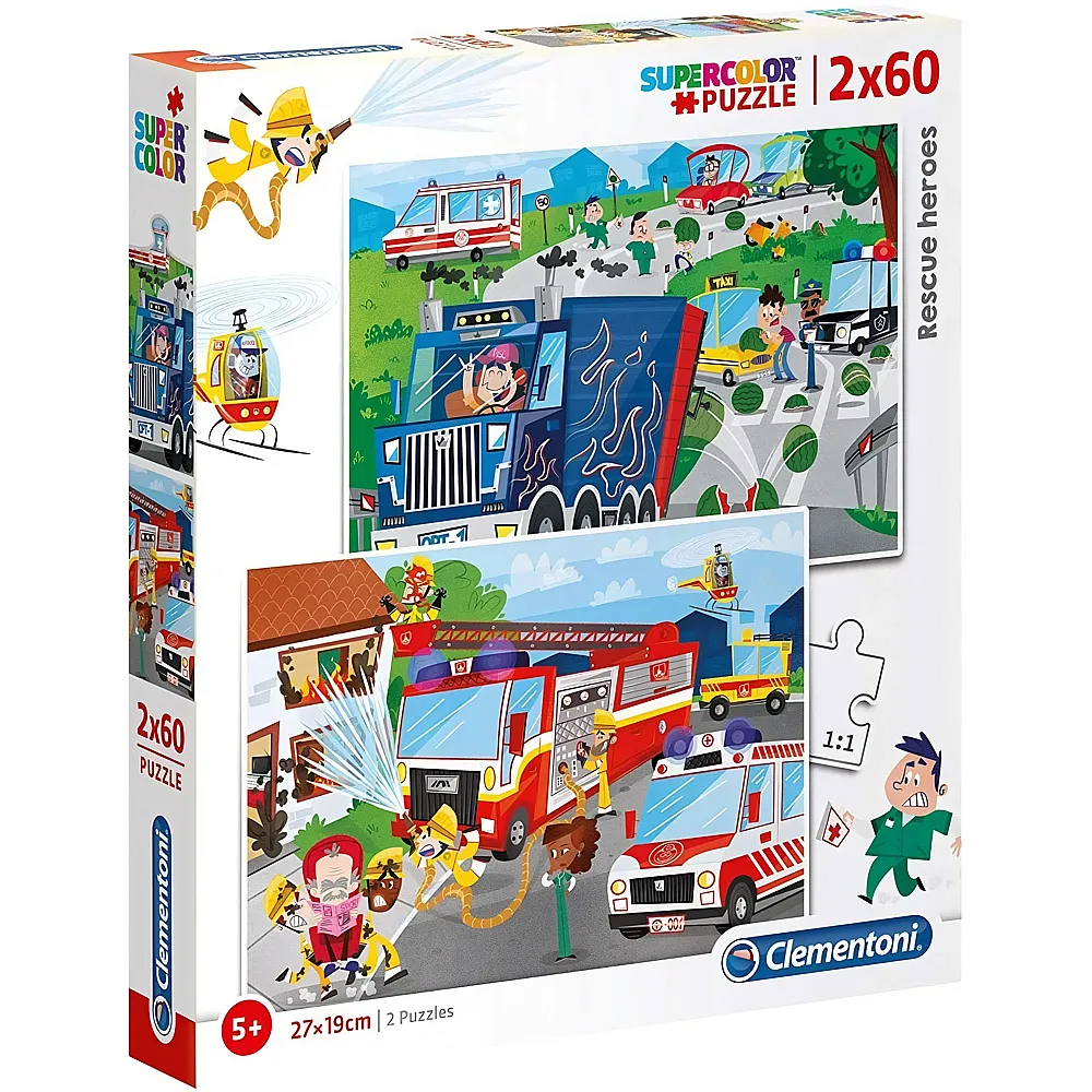 Clementoni Puzzle Supercolor 2in1 Heldenhafte Retter - 60 Teile