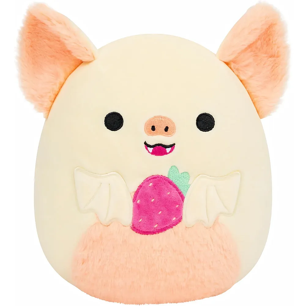Squishmallows Pl�sch Meghan die Frucht-Fledermaus mit Erdbeere - 19 cm