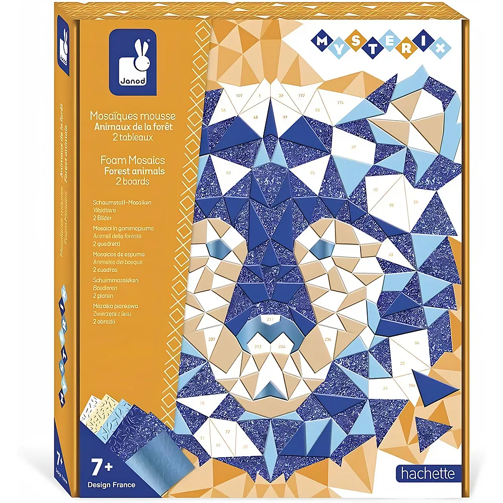 Janod Mosaik-Set f�r Kinder Waldtiere - Mysterix - Bastel-Set f�r Kinder - 2 Bilder zum Anfertigen - Schaumstoffaufkleber