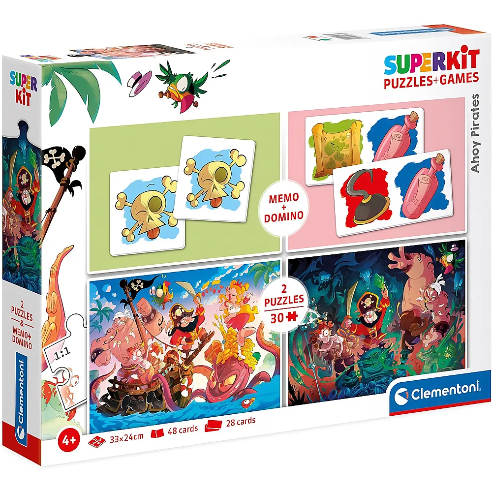 Clementoni Puzzle Superkit Pirates + Memo + Domino - 30 Teile