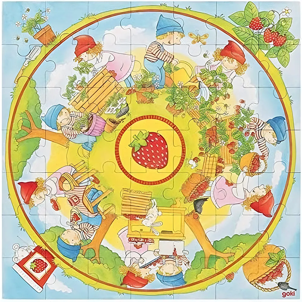 Goki XXL Puzzle - Wir pflanzen Erdbeeren 49Teile | Puzzle 24-104 Teile