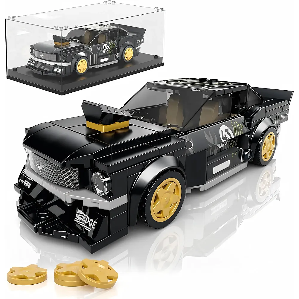 meinspielzeug - Mould King Speed Champion Rennwagen mit Acryl-Vitrine 27024 | Klemmbausteine Fahrzeuge