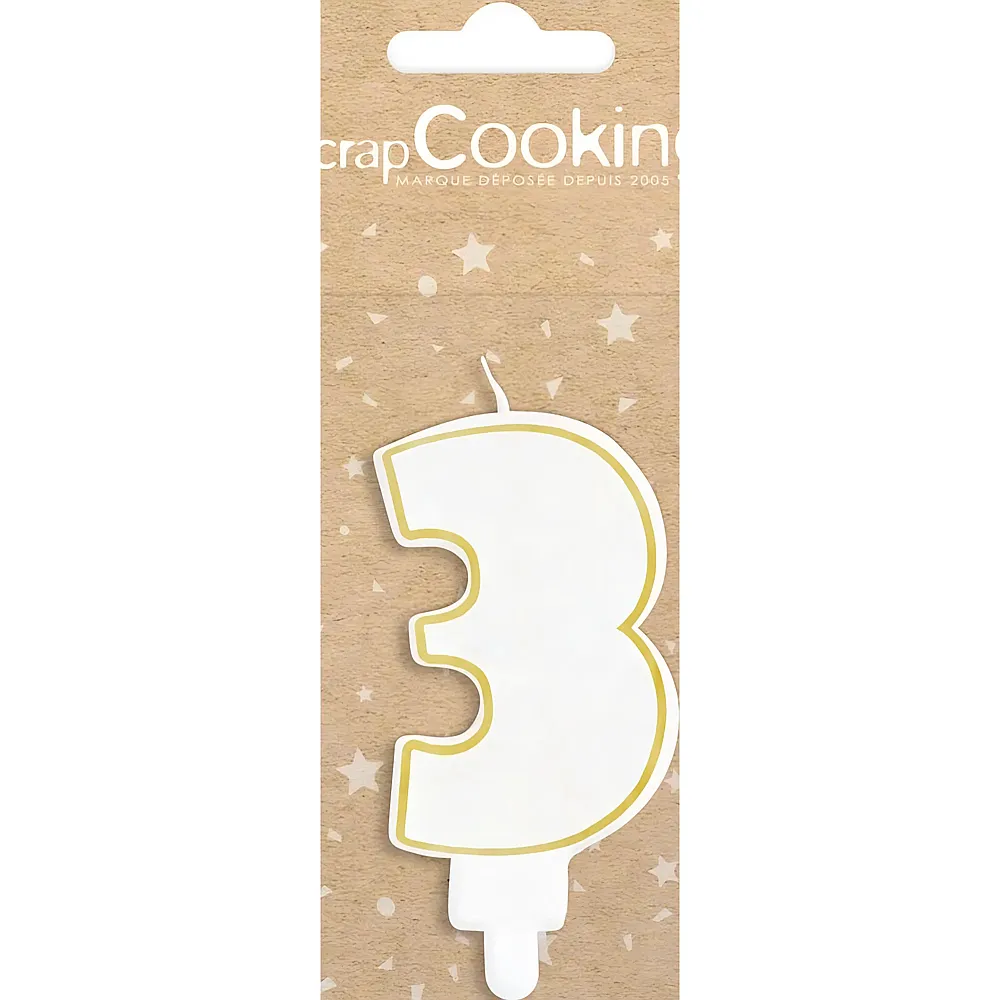 meinspielzeug - ScrapCooking Kerze Zahl 3 Weiss/Gold | Backen & Dekorieren