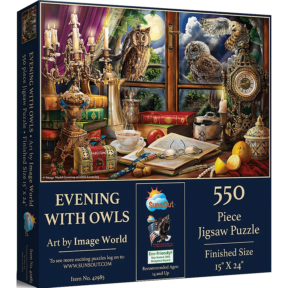 SunsOut Puzzle Image World Abend mit Eulen - 550 Teile