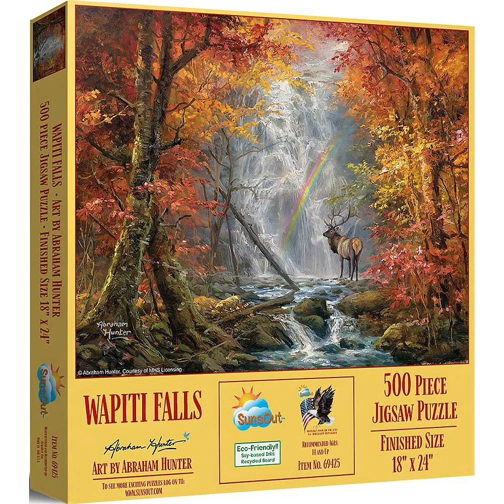 SunsOut Puzzle Abraham Hunter Wapiti Wasserf�lle 500Teile