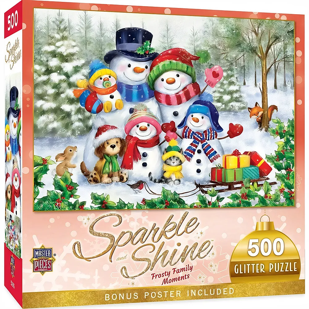 Master Pieces Sparkle Shine Schneemannfamilie - Glitzer Puzzle - 500 Teile