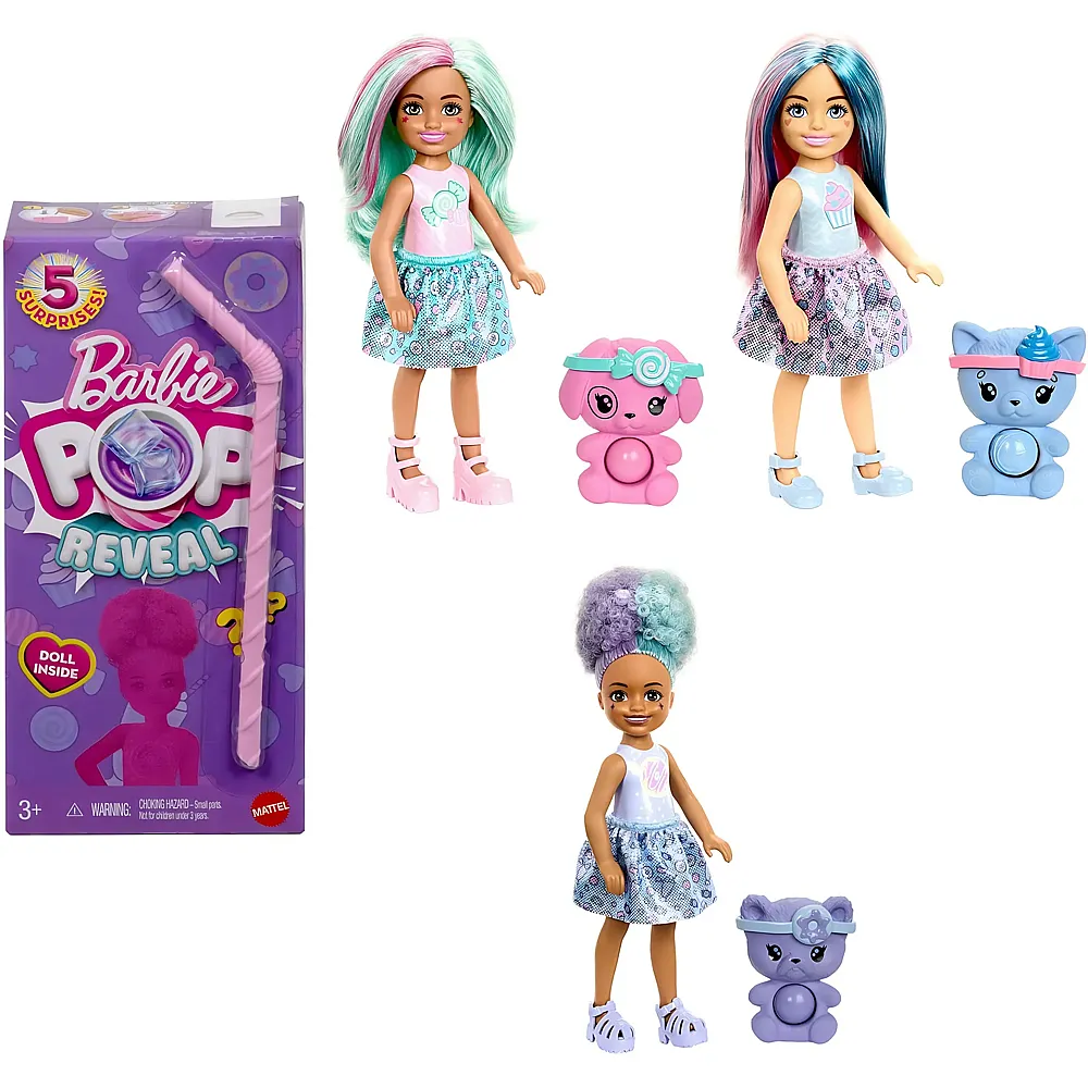 Barbie Pop Reveal Chelsea Puppe, Treat-Serie mit 5 �berraschungen