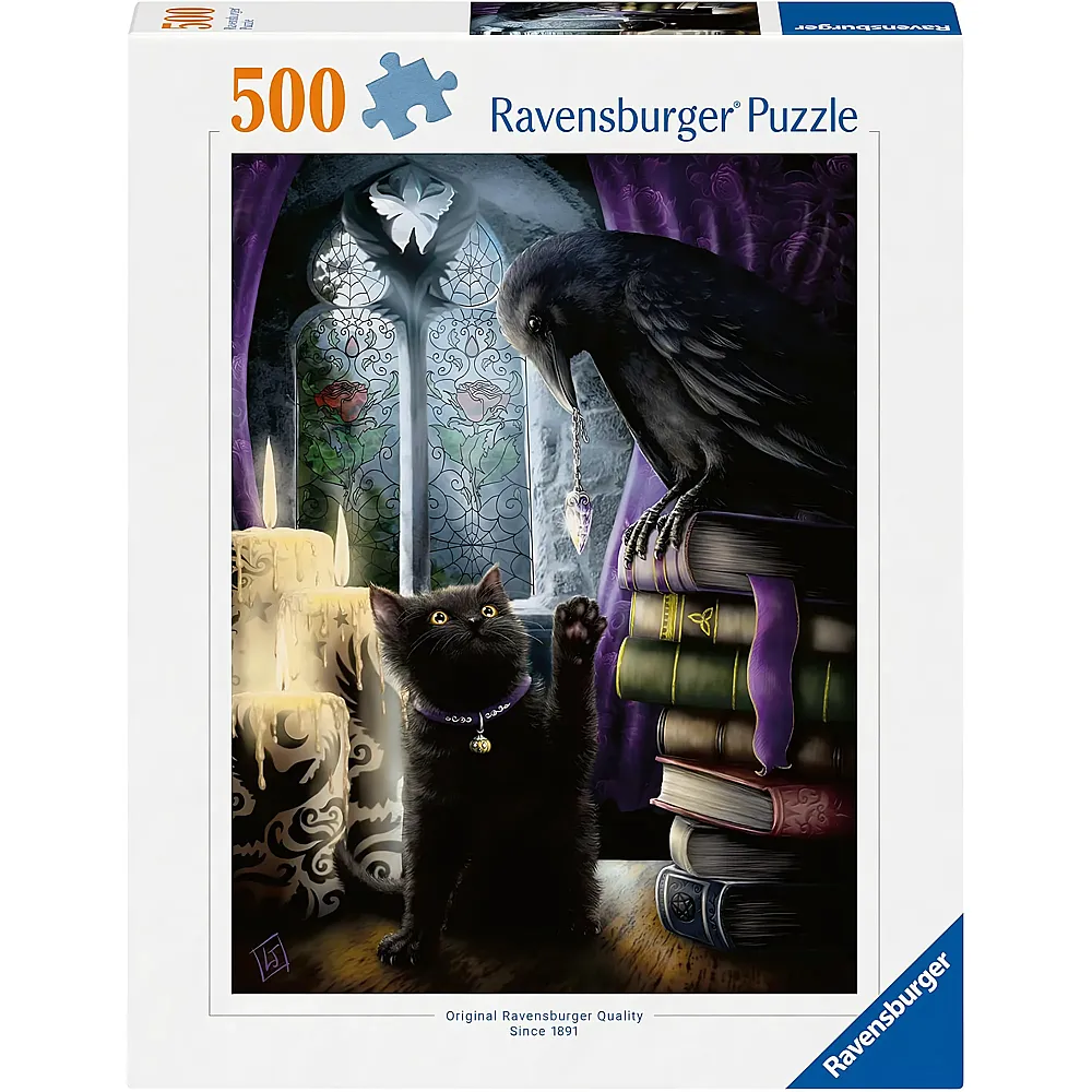 Ravensburger Puzzle Rabe und Katze im Turmzimmer - 500 Teile
