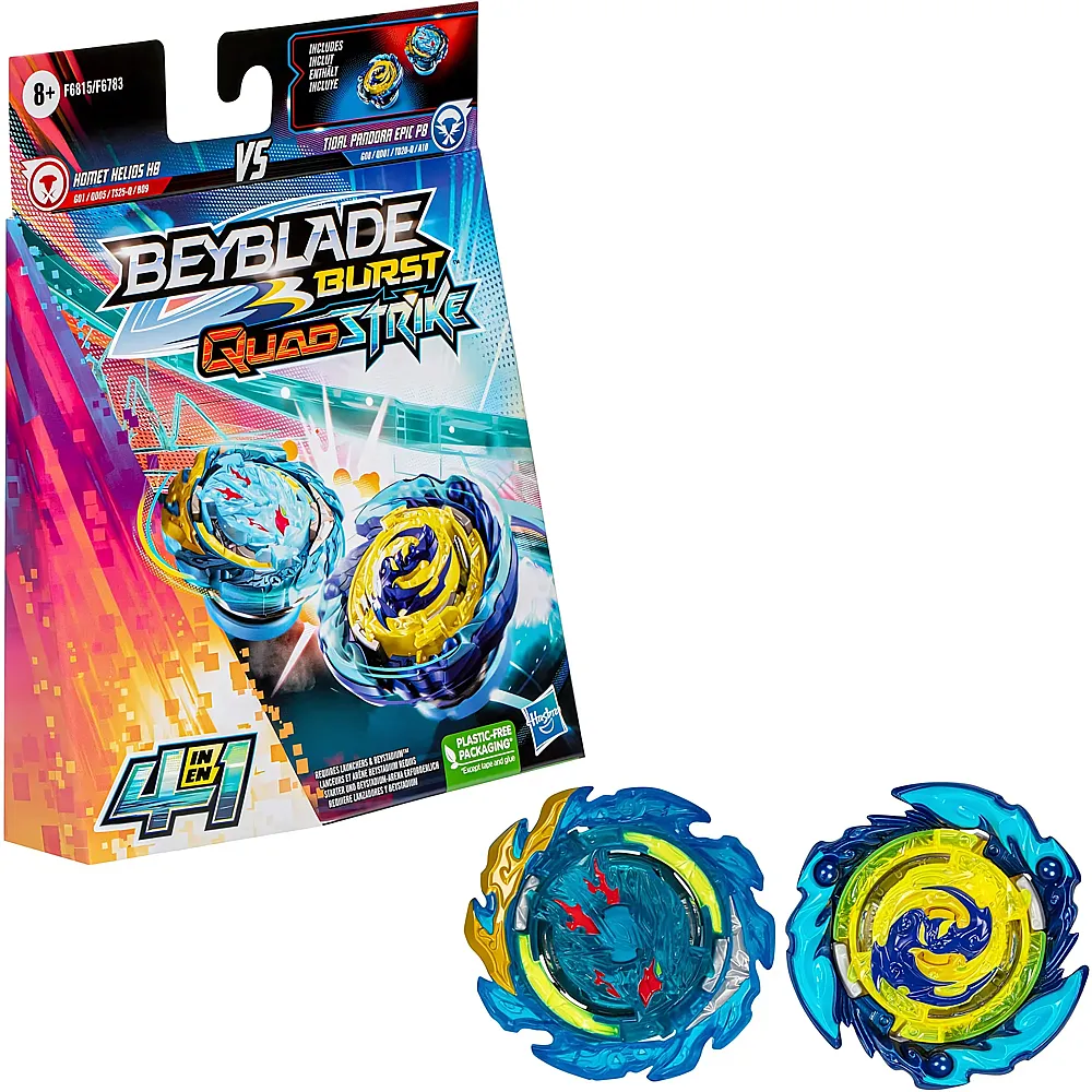 Beyblade QuadStrike Komet Helios H8 & Tidal Pandora Epic P8