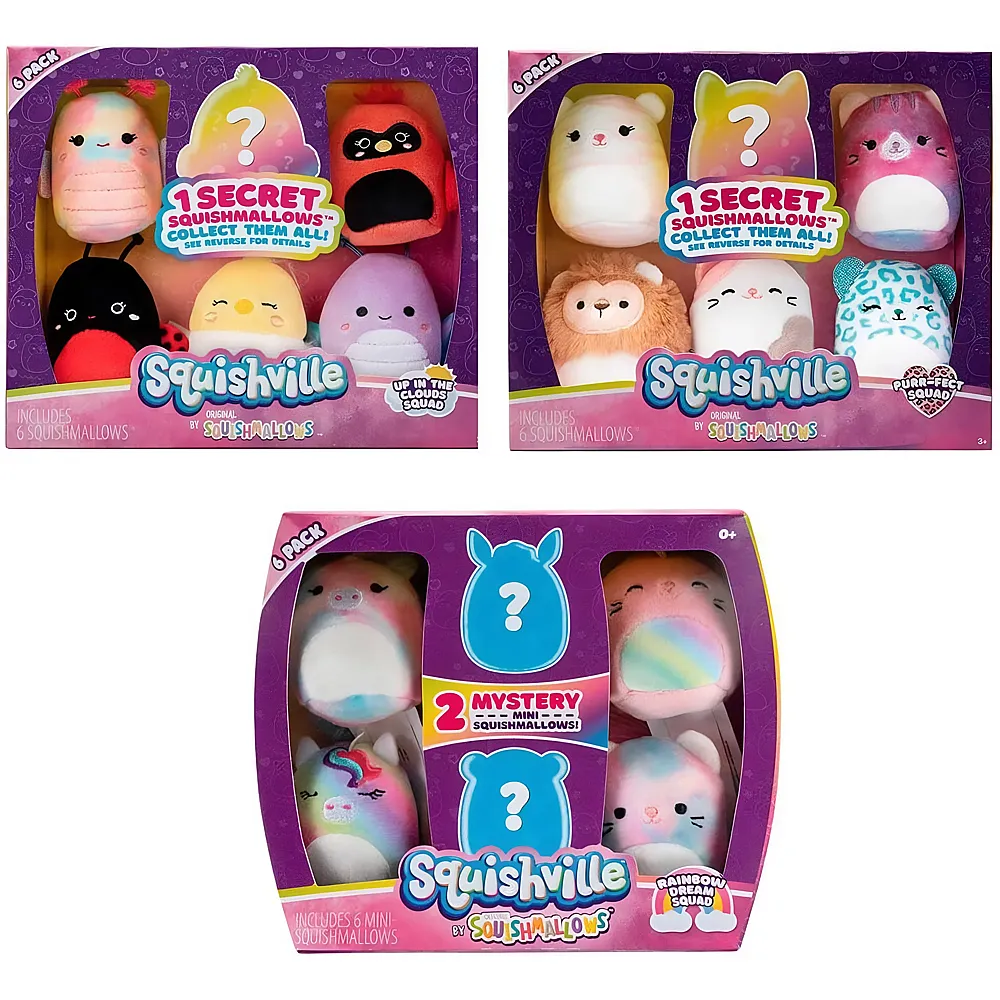 Squishville Packung mit 6 Mini-Pl�schtieren, Squishmallows
