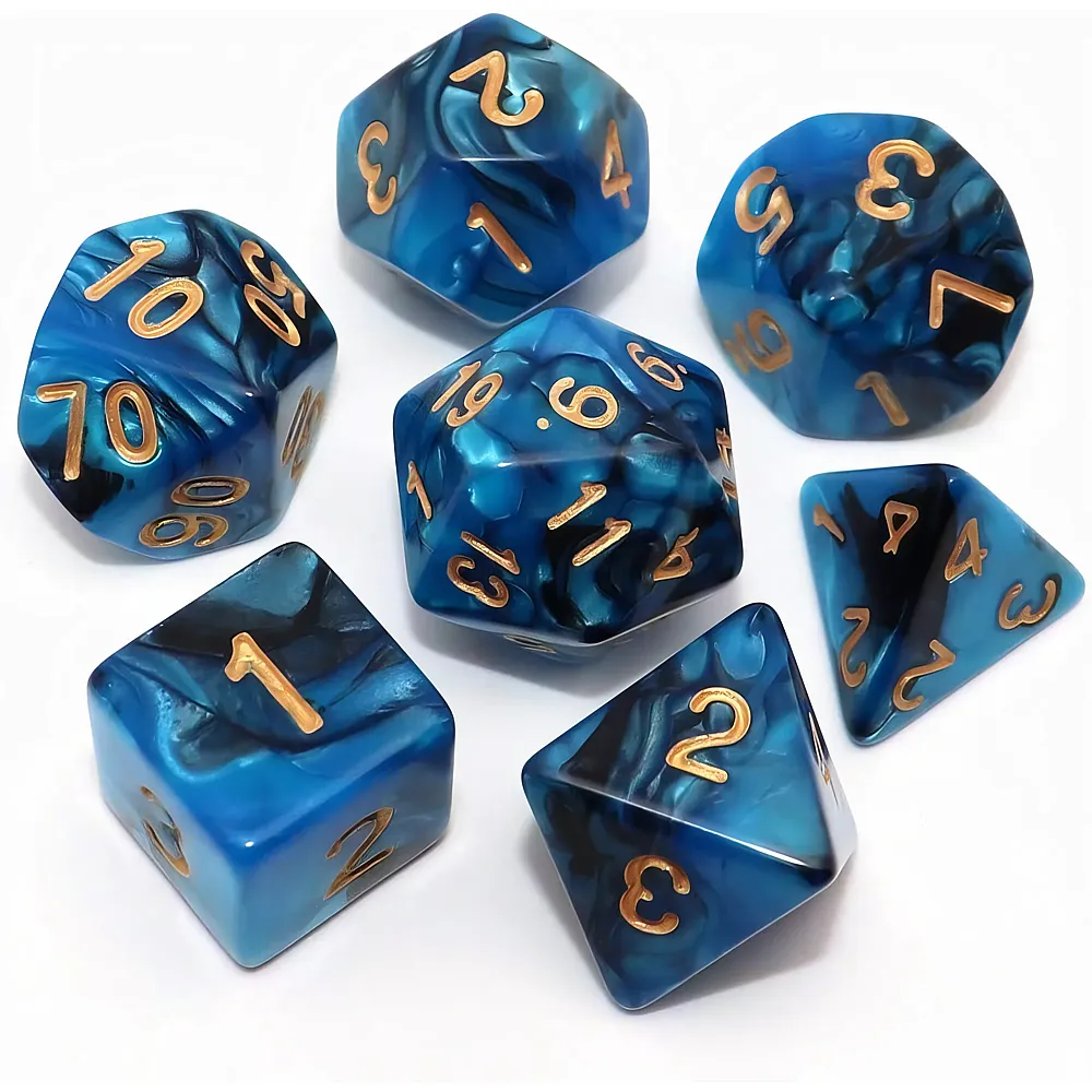 meinspielzeug - Creebuy D&D Polyedrisches W�rfelset Blau/Schwarz - 7 Teile Dungeons & Dragons | Kennerspiele
