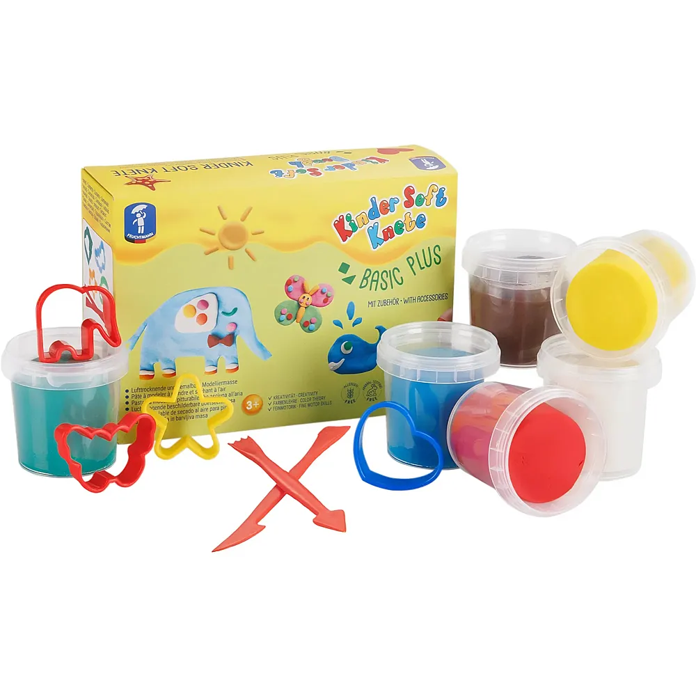 Feuchtmann Kinder Soft Knete Basic Plus - 6 x 150 g