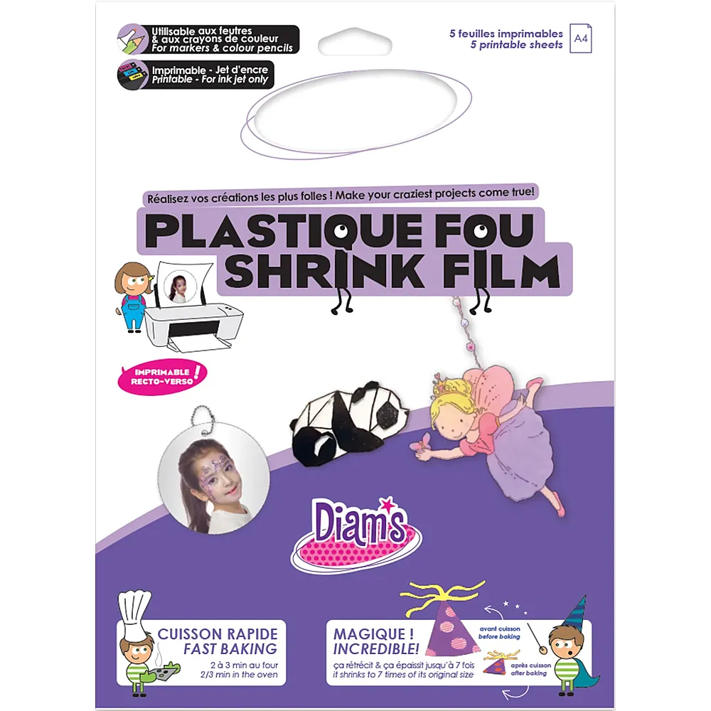 OZ International Diam's Plastique Fou 5 Feuilles : Blanc Imprimable Recto Ver