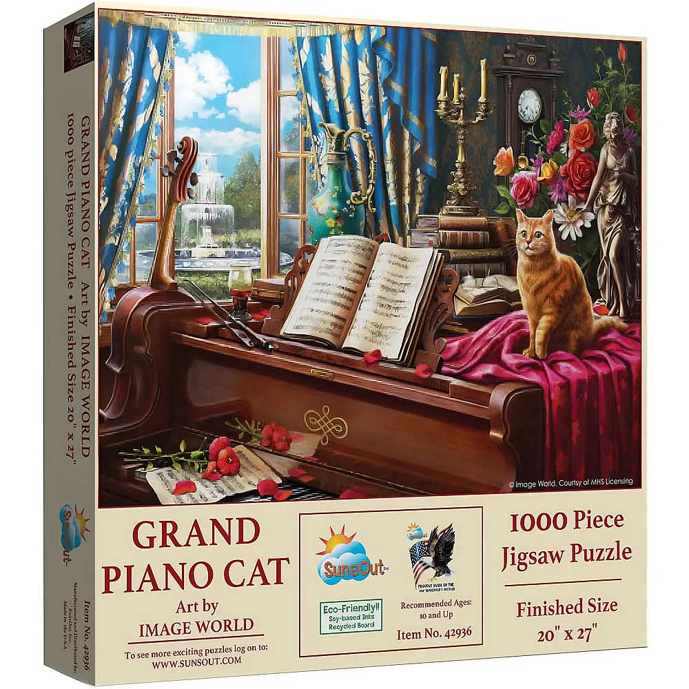 SunsOut Puzzle Image World Grand Piano Cat - 1000 Teile