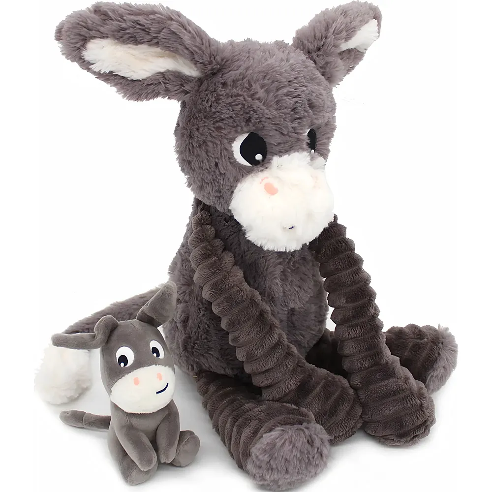 meinspielzeug - Les D�glingos Poitou die Esel-Mama mit Baby - 24 cm | Bauernhoftiere Pl�sch