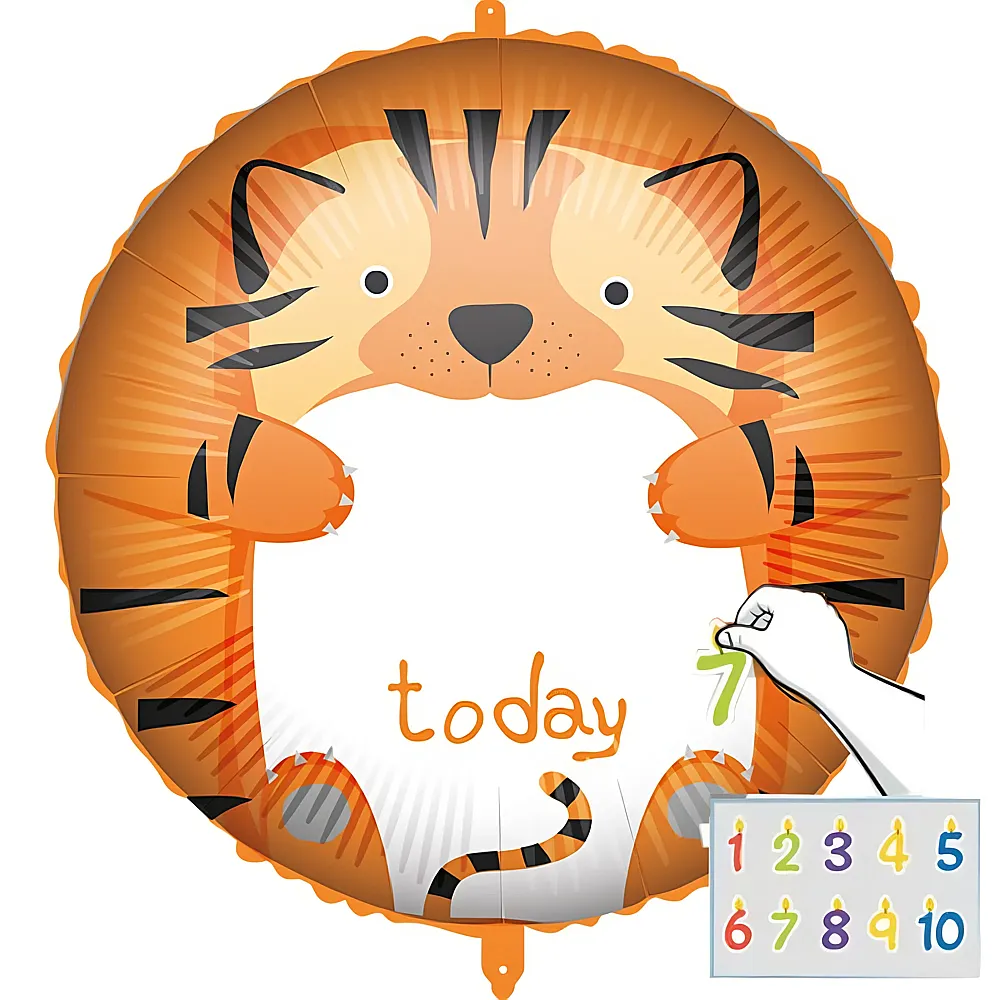 Procos Folienballon Personalisiert Tiger -  45 cm | Folienballone