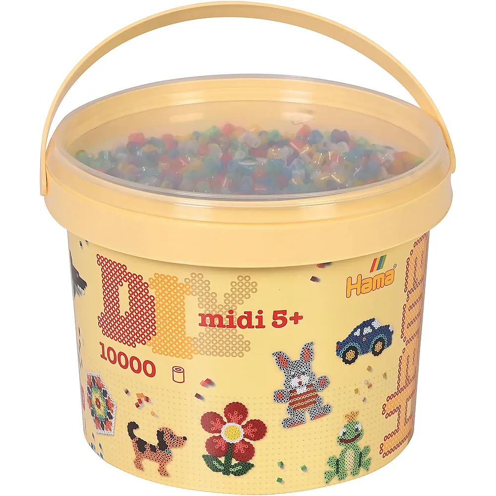 Hama Midi B�gelperlen im Eimer Transparent Farbmix - 10000 Teile