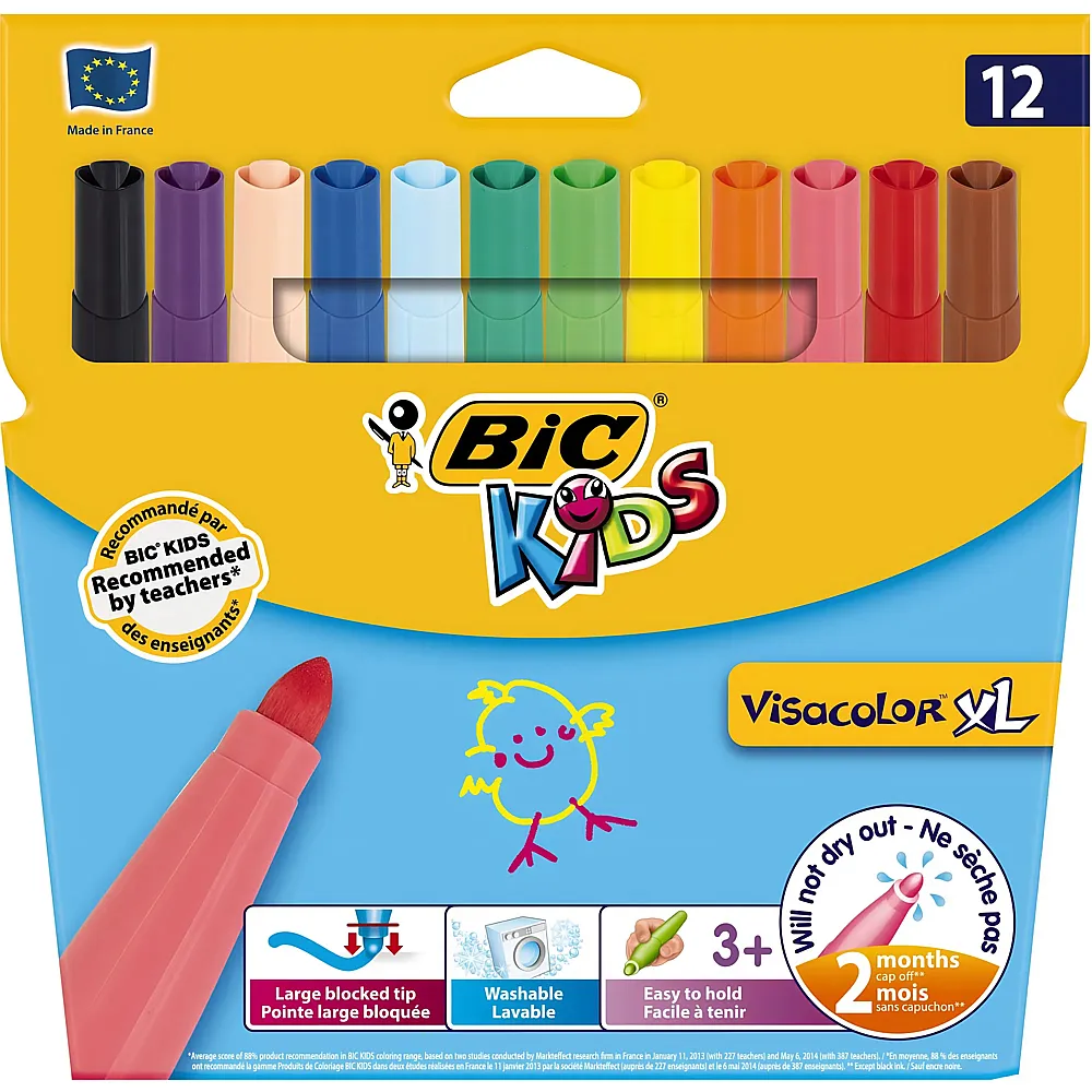 BIC Kids Fasermaler Visacolor XL ecolutions - 12 Teile