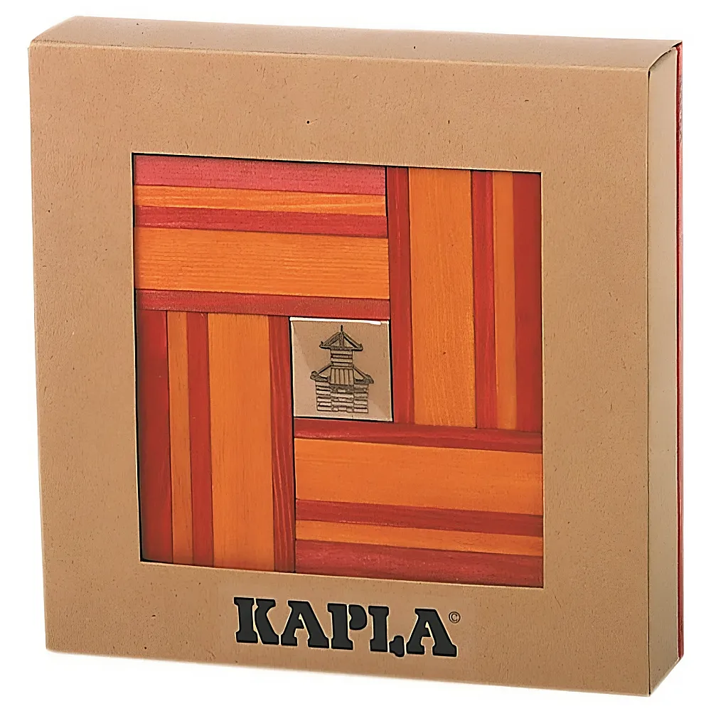KAPLA Color mit Buch Rot/Orange | Holzbausteine