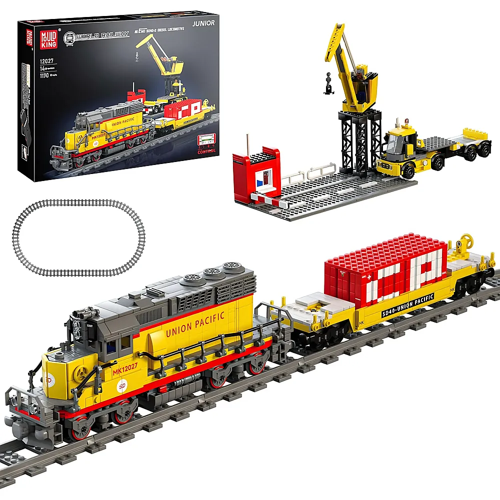 meinspielzeug - Mould King World Railway Ferngesteuerte Diesellock Union Pacific 12027 | Klemmbausteine Eisenbahn