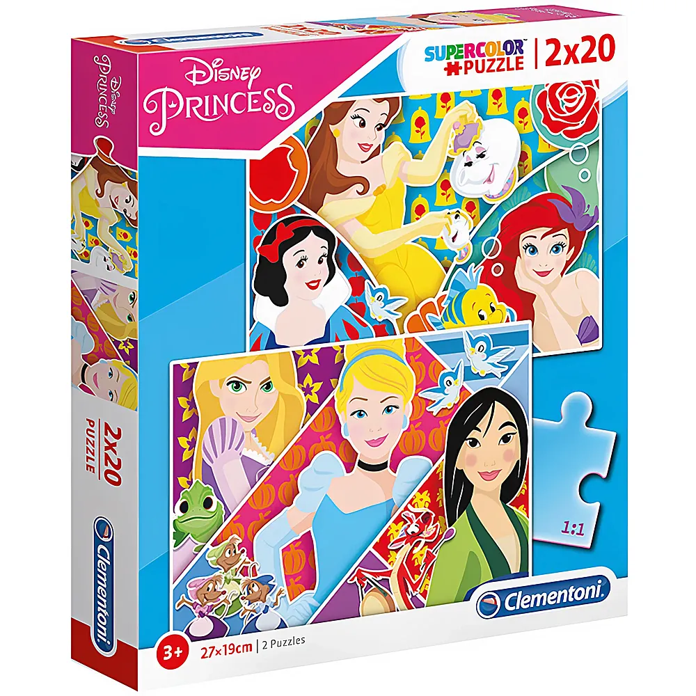 Clementoni Puzzle Supercolor Disney Princess 2x20