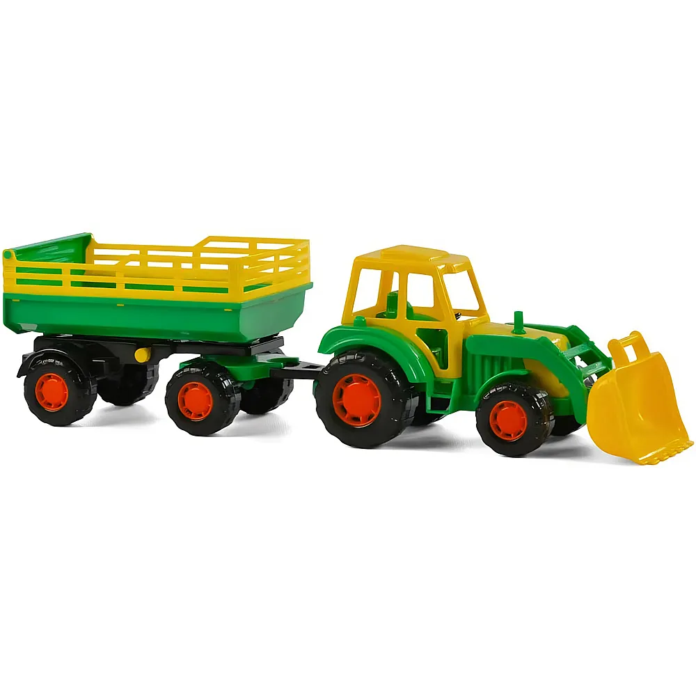 Cavallino Toys Cavallino Traktor mit Frontlader und Anh�nger gr�n