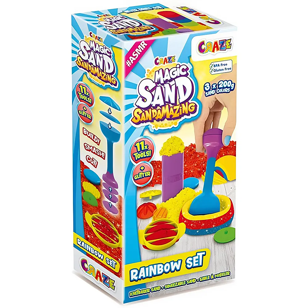 Craze Magic Sand Sandamazing Rainbow Set 3x200g | Kinetischer Sand