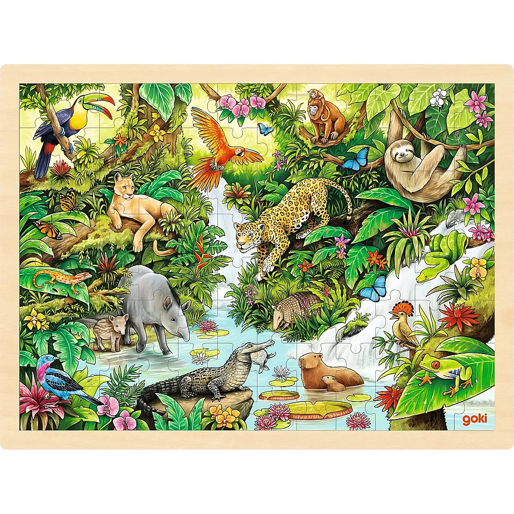 Goki Einlegepuzzle Im Dschungel 96Teile | Rahmenpuzzle