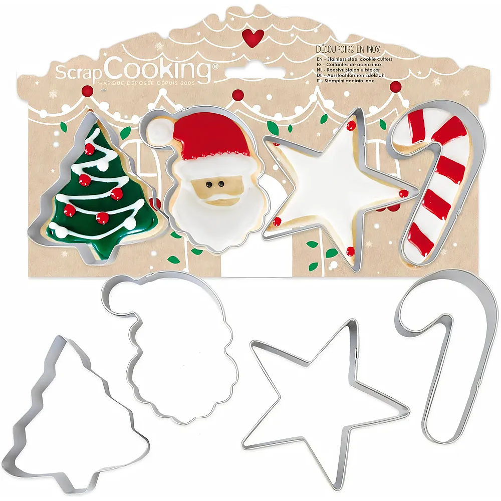 ScrapCooking Ausstecher Set Weihnachten - 4 Teile | Backen & Dekorieren