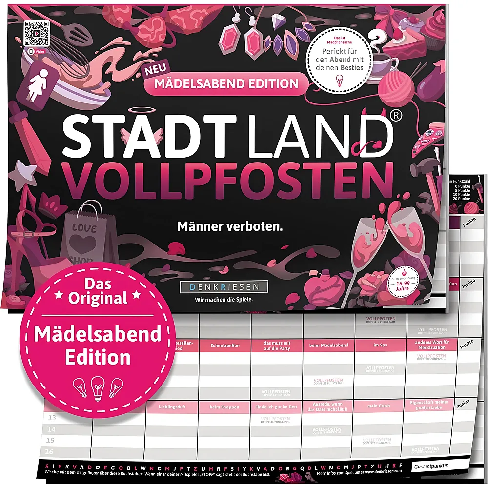 meinspielzeug - Denkriesen Stadt Land Vollpfosten M�delsabend Edition | Partyspiele