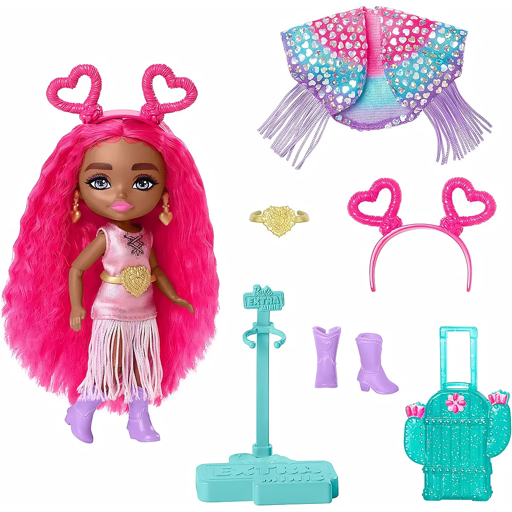 Barbie Extra Fly Mini Puppe mit W�stenoutfit, glitzerndem Cape und Kaktus-Koffer