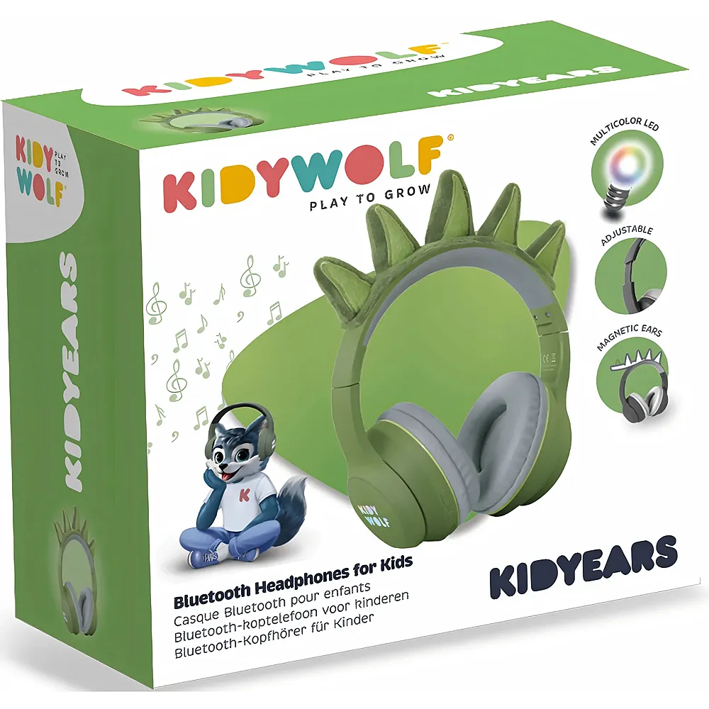 Kidywolf Kopfh�rer Bluetooth mit Dinosaurierohren