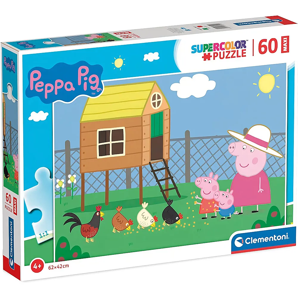 Clementoni Puzzle Supercolor Maxi Peppa Pig bei den Hhnern 60XXL