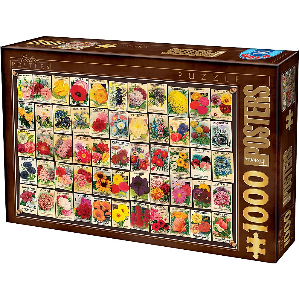 DToys Puzzle Vintage Collage - Blumen 1000Teile