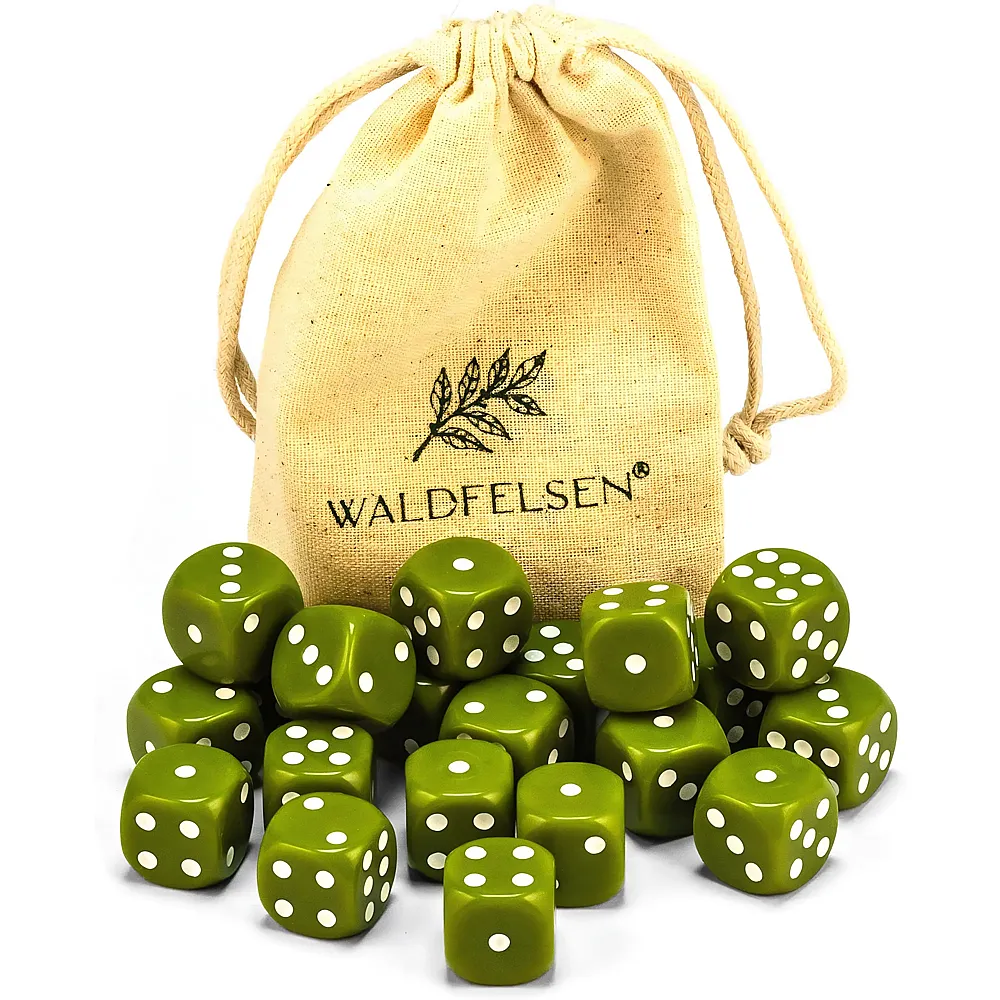 Waldfelsen Hochqualitative W�rfel von  Standardgr�sse 16mm Olivgr�n - 20 Teile - Spielezubeh�r