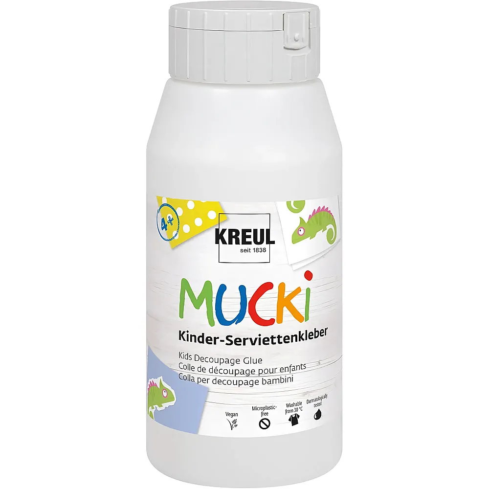 Kreul Mucki Kinder-Serviettenkleber - 750 ml | Farbe & Kreide