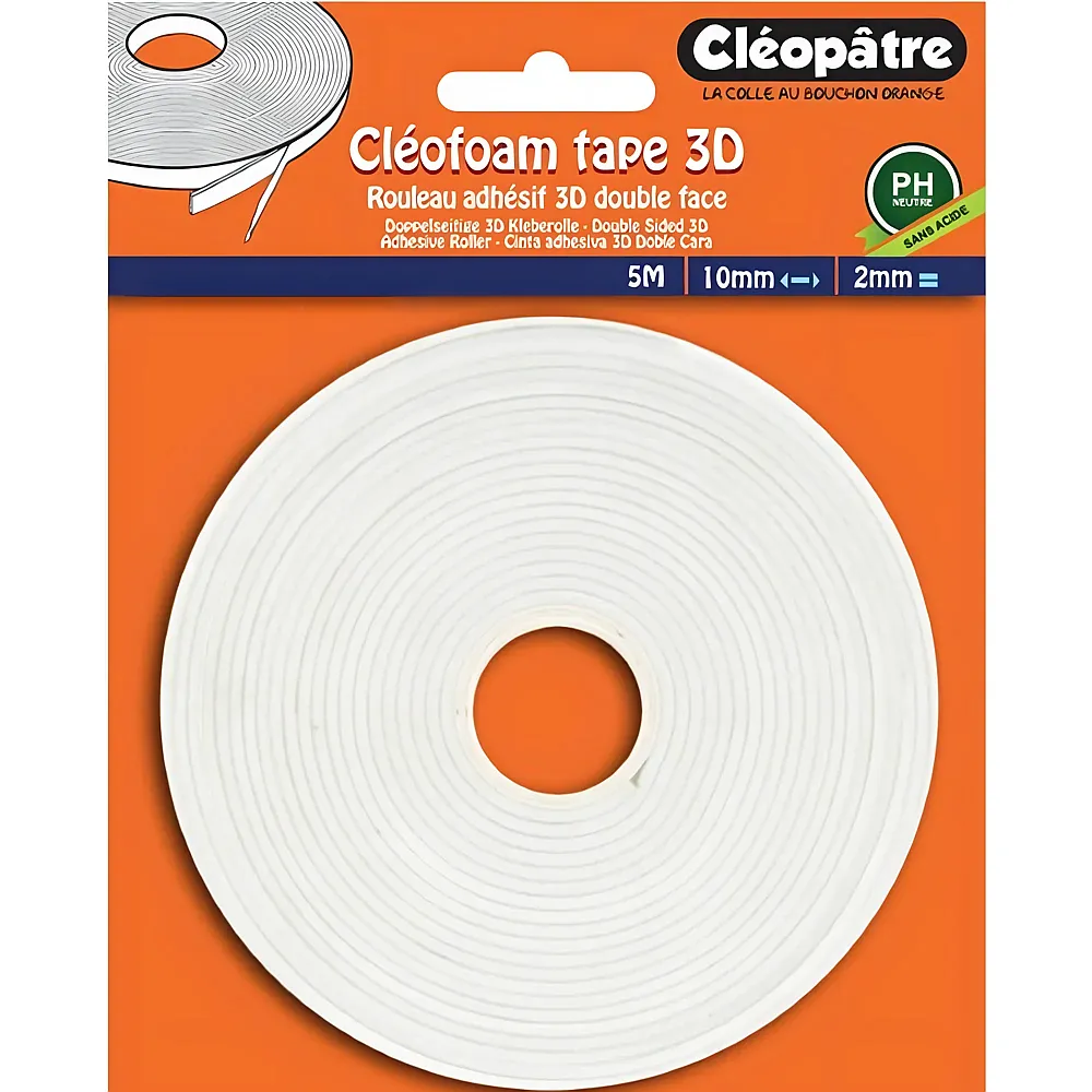 Cleopatre Cleofoam Tape 3D � Doppelseitige Kleberolle 3D Strke Ca. 2M