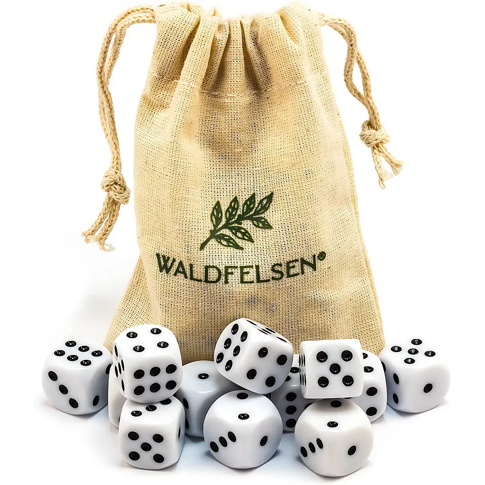 Waldfelsen Hochqualitative W�rfel Standardgr�sse 16mm Weiss - 12 Teile