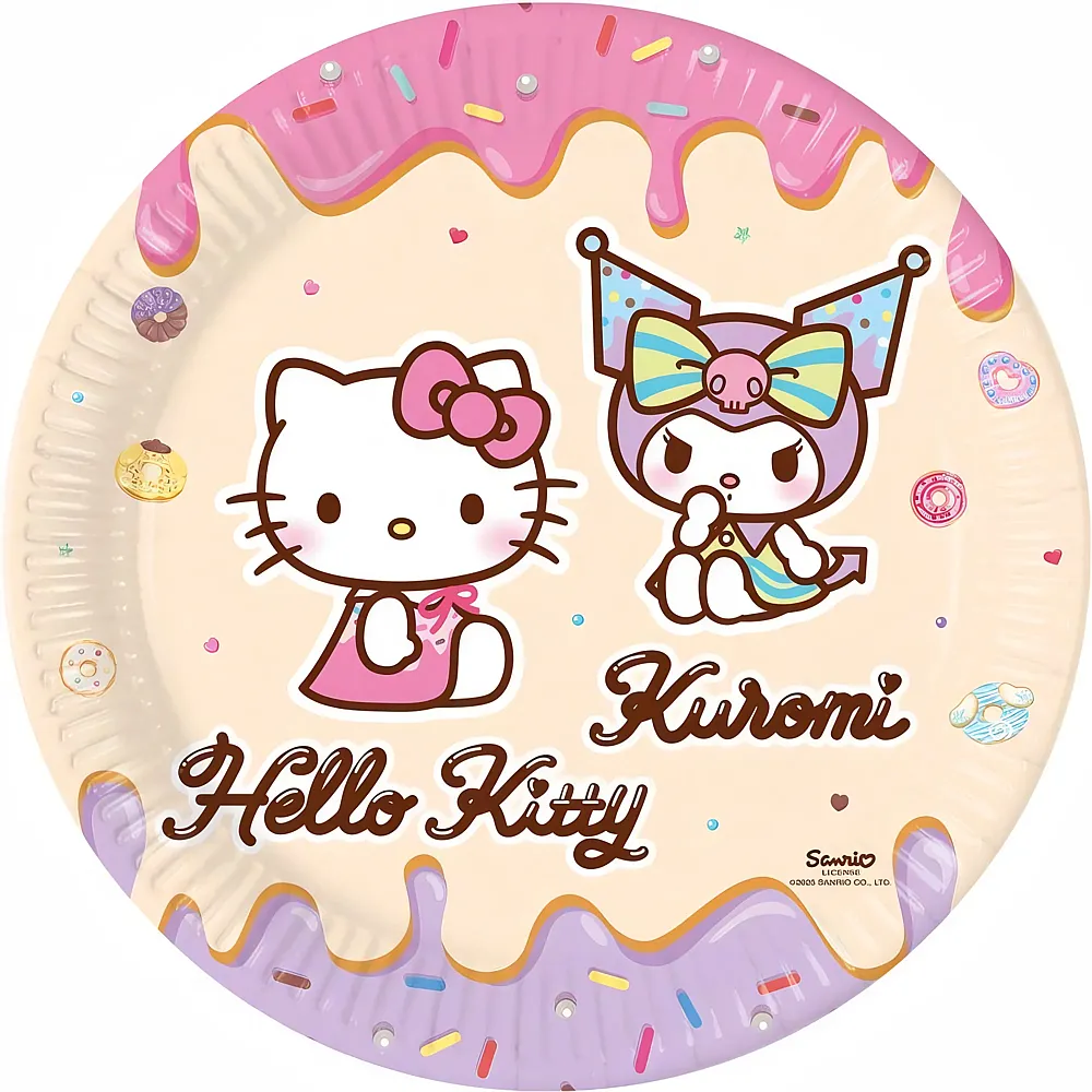 meinspielzeug - Procos Pappteller Hello Kitty Kuromi 23cm 8Teile | Tischdeko