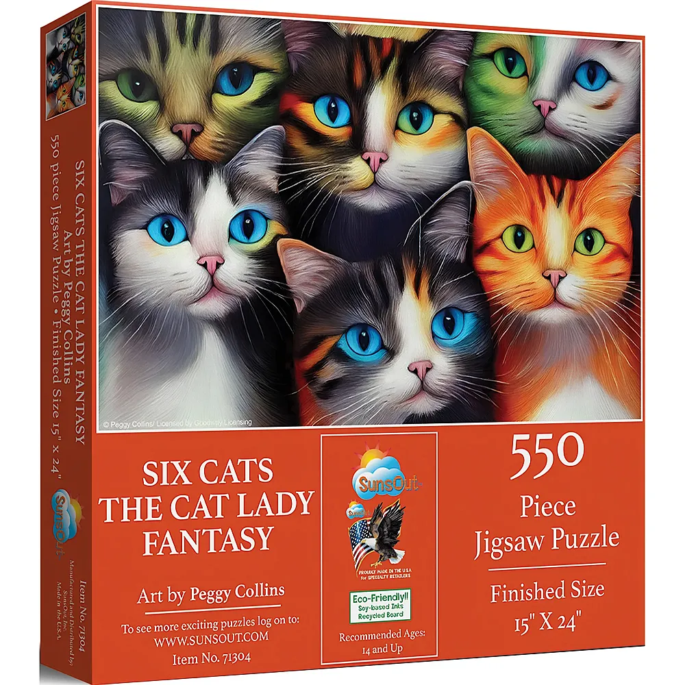 SunsOut Puzzle Peggy Collins Sechs Katzen - Der Katzendamen-Traum - 550 Teile