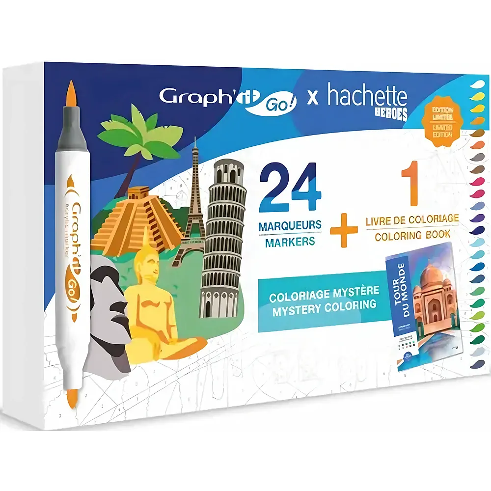 Graph'it GO Set DE 24 Marqueurs + Livre Hachette - Tour DU M