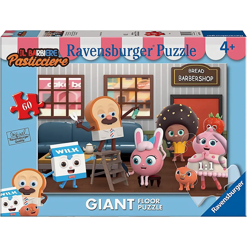 Ravensburger Puzzle Giant Floor Barbiere Pasticcere Bread Barbershop - 60 Teile
