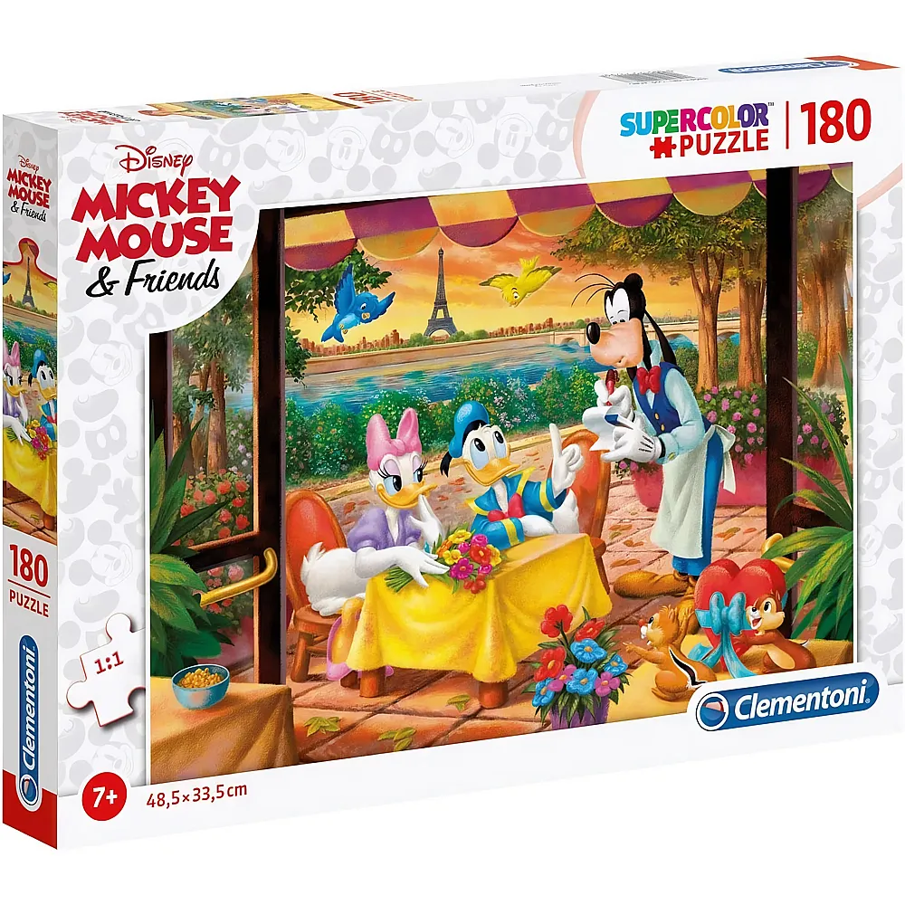 Clementoni Puzzle Supercolor Mickey Mouse Donald & Daisy in Paris - 180 Teile