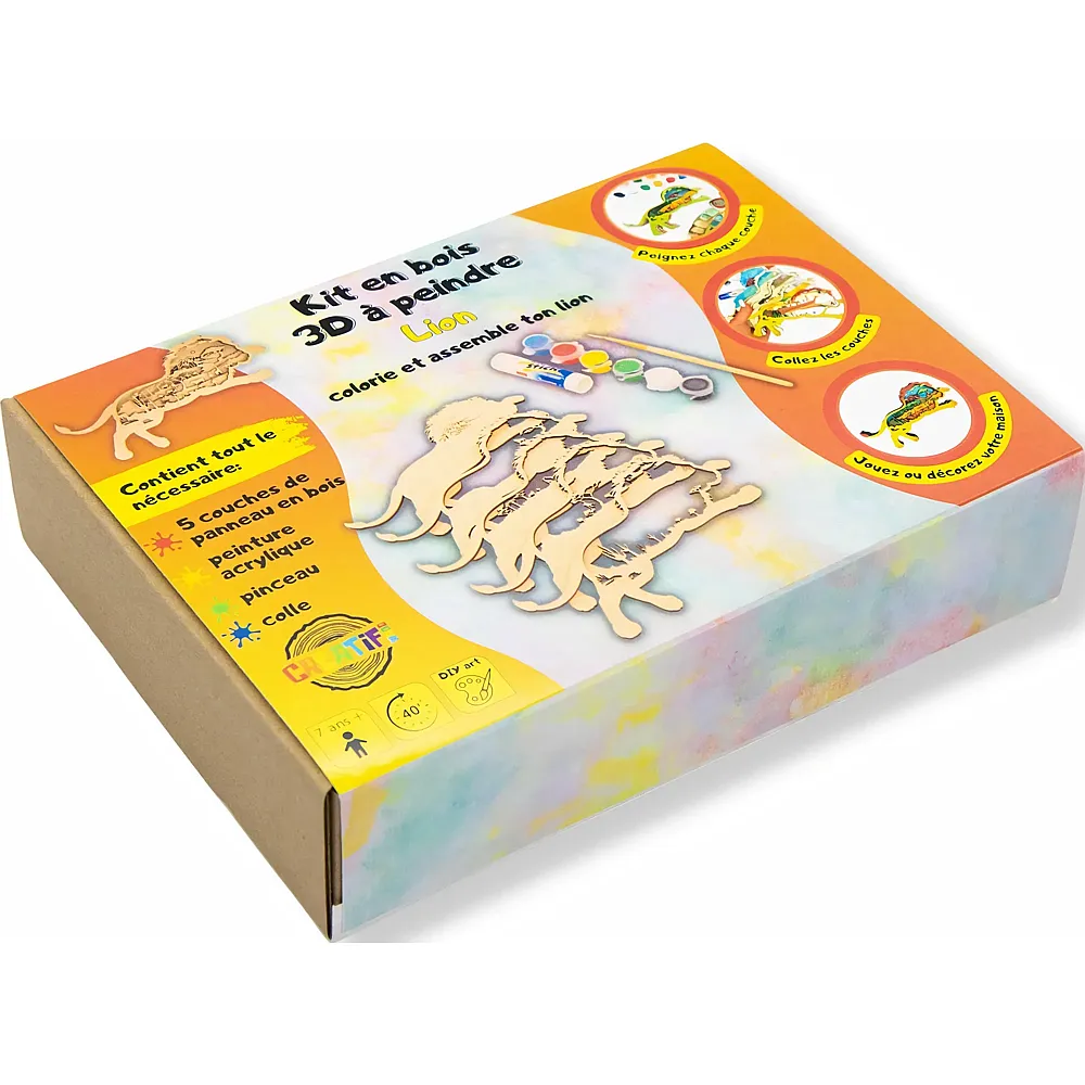 Creatif Wood Kit EN Bois 3D A Peindre Lion