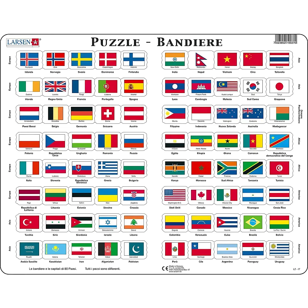 Larsen Puzzle Bandiere - 80 Teile