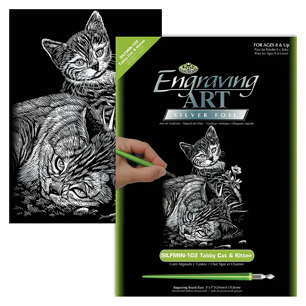 Royal & Langnickel R&l Gravures D'art Mini Argent Chatte & Son Petit 14x20cm - Suche